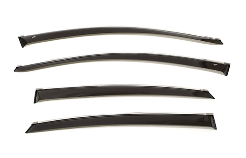 Дефлекторы боковых окон Cobra Tuning на Kia Rio 3 седан 2010/K2 седан 2011 хромированный молдинг арт.K12610CR