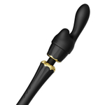 Чёрный аккумуляторный вибратор-вонд 29,1см с насадками Zalo Kyro Wand Massager Obsidian Black