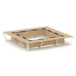 Steel Meet Стол переговорный квадратный KMK-PR.B.SP-24K Тиквуд Светлый/Графит Глянец/Металл Белый 48