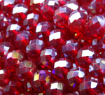 БП009ДС68 Хрустальные бусины "рондель", цвет: красный AB прозрачный, 6х8 мм, кол-во: 39-40 шт.