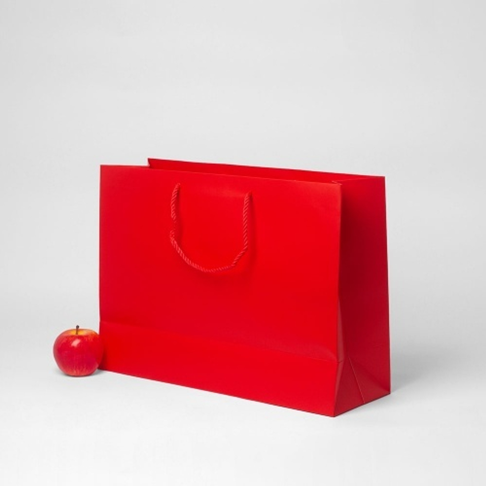 Пакет 47x34x16, красный, витой шнур, меловка VIP