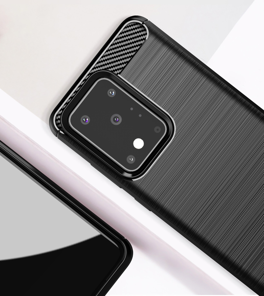 Мягкий чехол черного цвета для Samsung Galaxy S20 Ultra, серии Carbon от Caseport