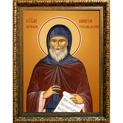 Никита Рославльский преподобный. Икона на холсте.