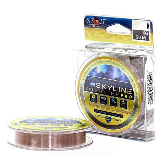 Леска Зимняя &#39;Sprut&#39; SKYLINE Fluorocarbon Composition IceTech PRO (Gold/0,145mm/4,45kg/50m) 1уп*10шт
