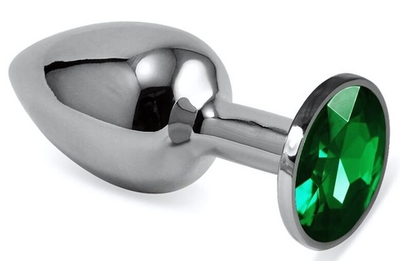 Анальная втулка с кристаллом Small изумруд 7 см