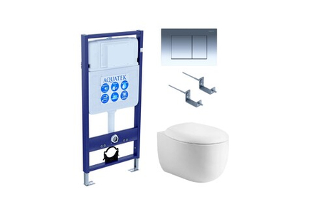 Set AQUATEK АЛЬТАИР (рама AQUATEK Standard INS-0000012 с звукоиз.прокладкой+крепеж KKI-0000002+кнопкаKDI-0000010+унитаз АЛЬТАИР AQ1980-00 с крышкой-сиденьем soft-close)