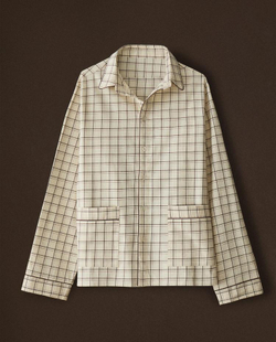 ZARA HOME ПИЖАМА В КЛЕТКУ С КАРМАНАМИ, ЭКРЮ