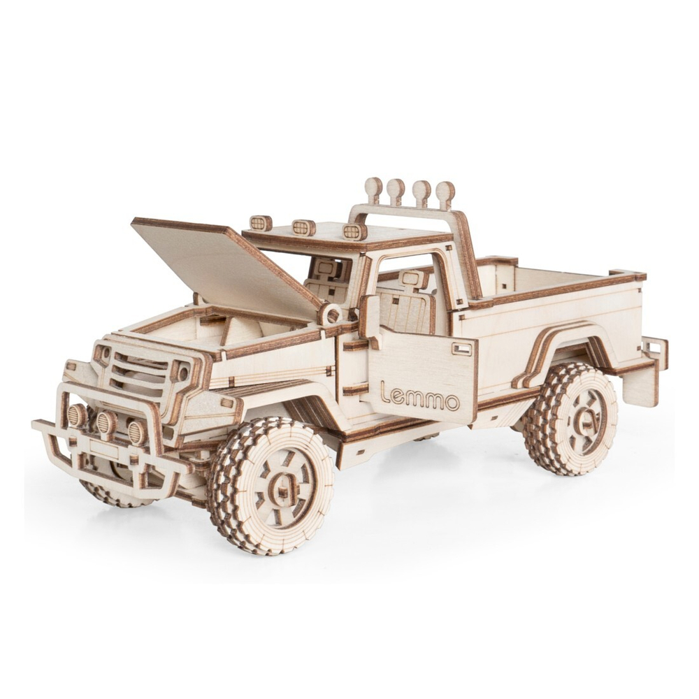 Деревянный конструктор Внедорожник КОНДОР с прицепом (Lemmo)