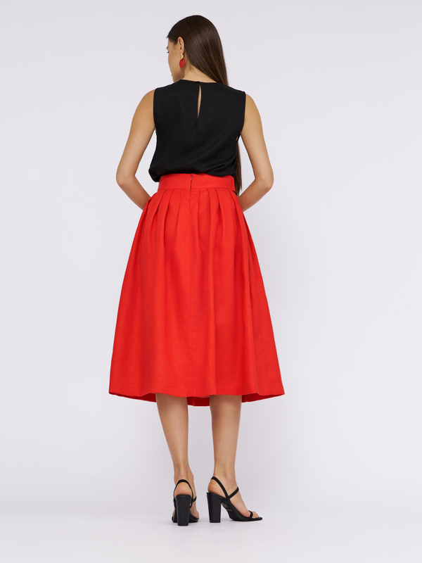 Юбка DIANA из 100% льна красного цвета