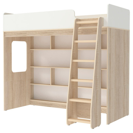 Кровать-чердак КарИВи Л-C601.2 80х190 Дуб Сонома Белый