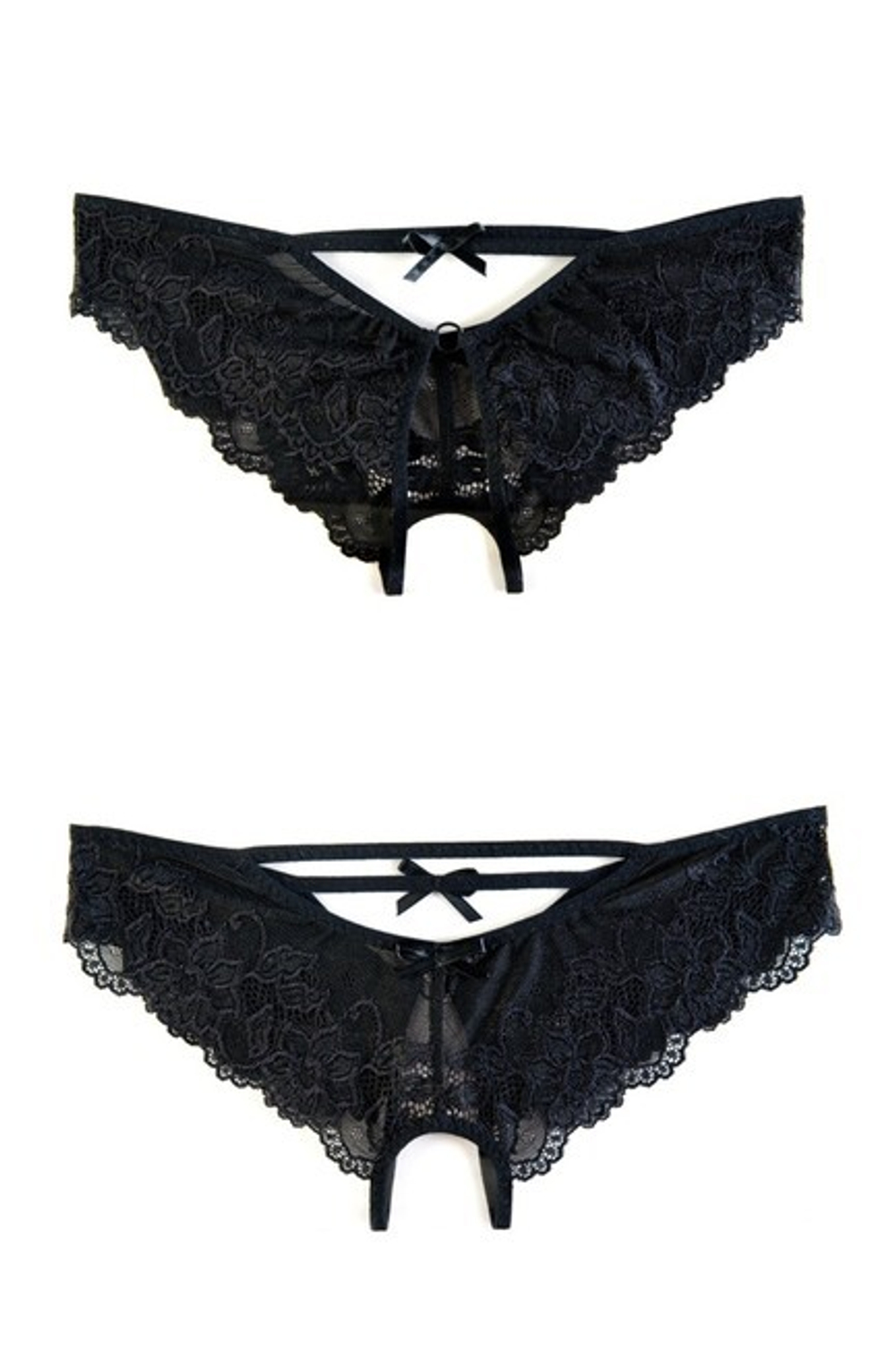 Чёрные контактные трусики с кружевом ML (46-48) (Цвет: черный)