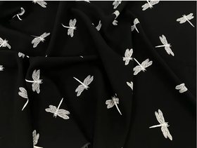 Ткань Вискоза "Стрекоза чер." шир. 150 см 140г/м Состав: вискоза 100%
