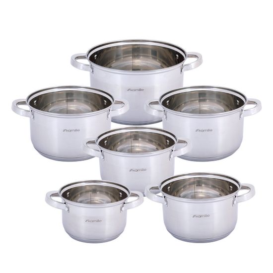 Набор кастрюль 12 предметов из нержавеющей стали Kamille KM-5640S
