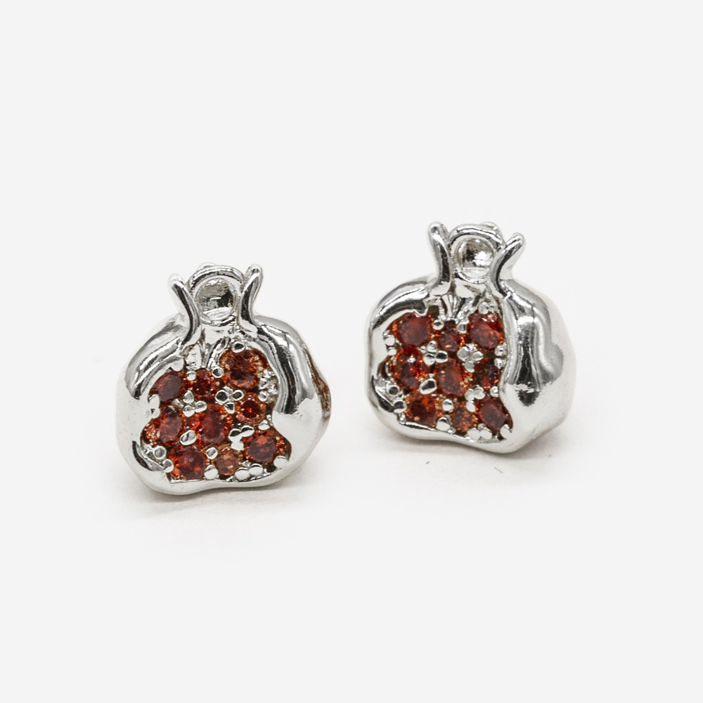 пд813-р Подвеска "Гранат", с цирконами, 11*10мм, родий