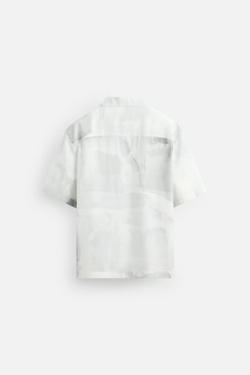 ZARA РУБАШКА С АБСТРАКТНЫМ ПРИНТОМ, СЕРЫЙ