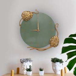 Часы настенные Monstera Deliciosa (Монстера) Колор Зеленый нефрит Амбер