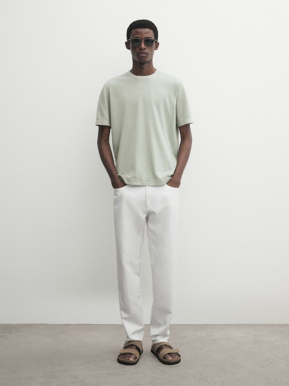 Massimo Dutti Футболка из 100% хлопка, зеленый