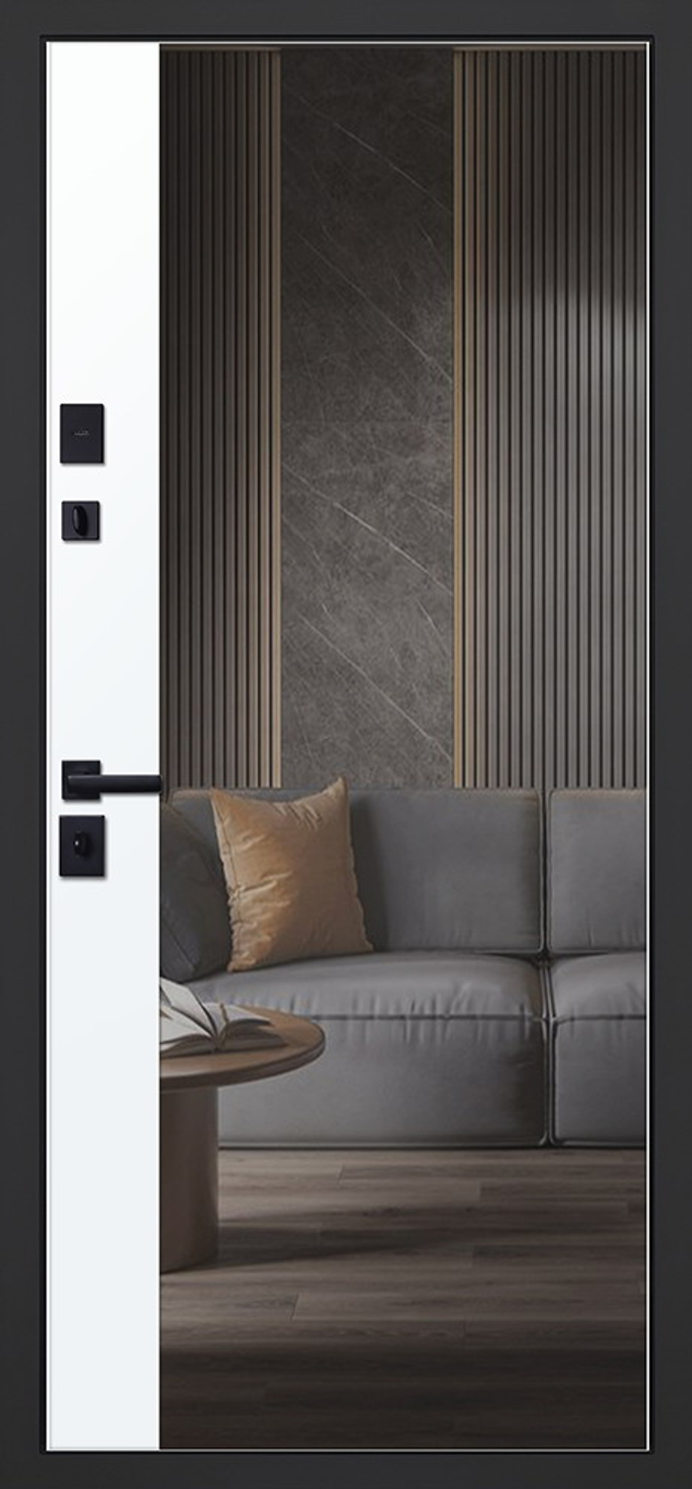 Стальная дверь "Авангард" с зеркалом