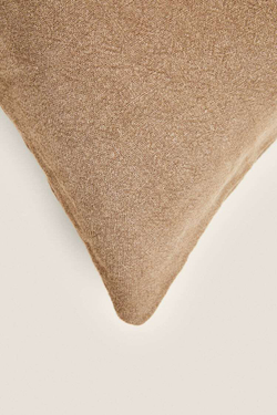 ZARA HOME ЛЬНЯНОЙ ЧЕХОЛ ДЛЯ ДЕКОРАТИВНОЙ ПОДУШКИ XXL, РЫЖЕВАТО-КОРИЧНЕВЫЙ