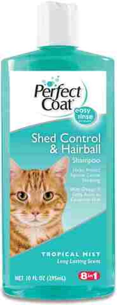 8in1 Perfect Coad Shed Control & Hairball Shampoo шампунь для кошек против линьки и колтунов 295 мл