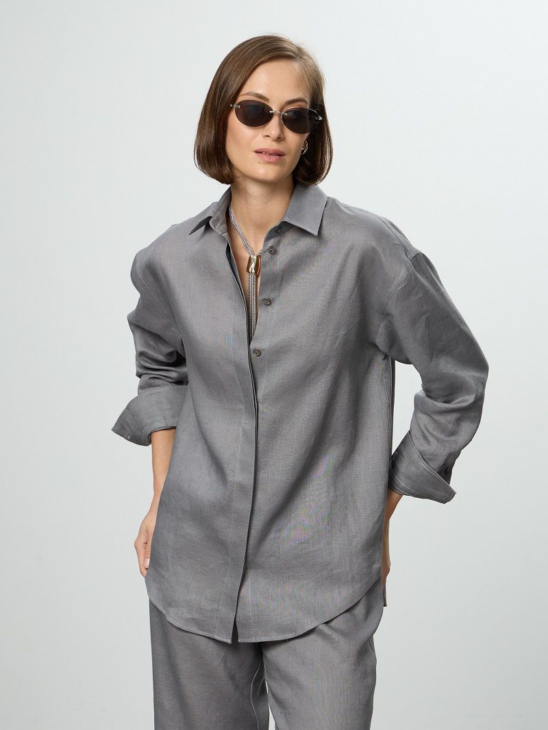 Рубашка Хельсинки серый лен