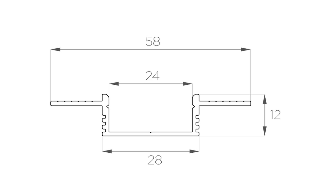 Профиль алюминиевый под шпаклевку LC-LPSH-1258-2 Anod
