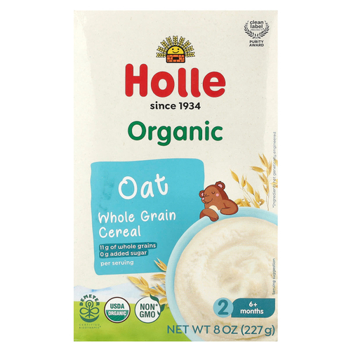 Holle, Органические овсяные хлопья из цельного зерна, от 6 месяцев, 227 г (8 унций)