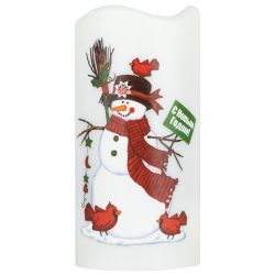 Светодиодный проектор ЭРА EGNDS -SN светильник новогодний Свеча Снеговик теплый свет 4 LED 3*AAA 15 см