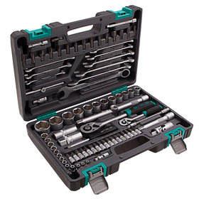 Набор инструментов, 1/2", 1/4", CrV, пластиковый кейс 82 предмета Stels