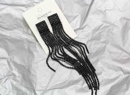 Серьги Вечерние 15см, со стразами