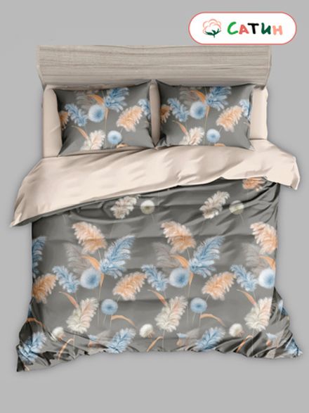 Постельное белье сатин Milky Garden "Peloso/Peloso (компаньон)" евро Наволочка 50х70 см 2 шт Простынь 240x215 см Пододеяльник 200x215 см