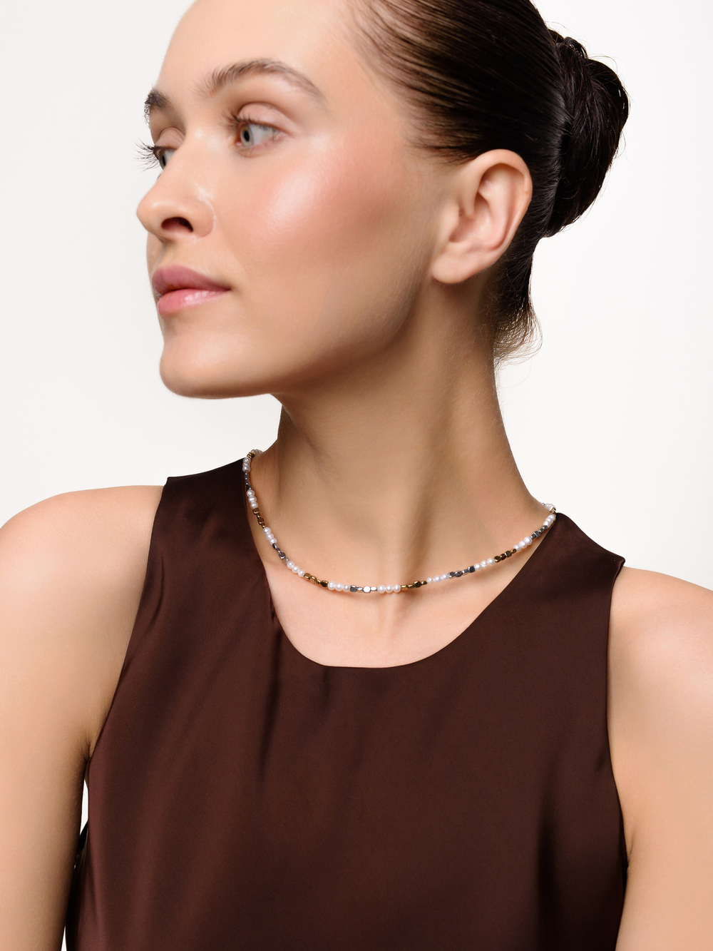 Чокер "Hematite pearl gray" Silver