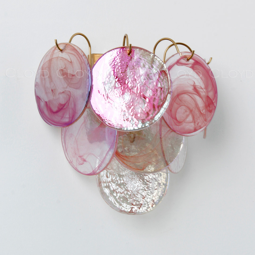 Бра Cloyd LINZE-B W2 / выс. 32 см - латунь - розов.стекло (арт.20481)