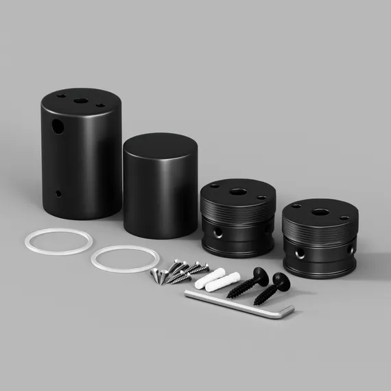 Набор для вертикального накладного монтажа круглого неона 360° D25 черный Led Strip 20312