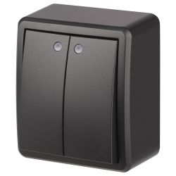 Выключатель ЭРА Эксперт 11-1205-05 двойной с подсветкой IP20 10АХ-250В ОУ антрацит