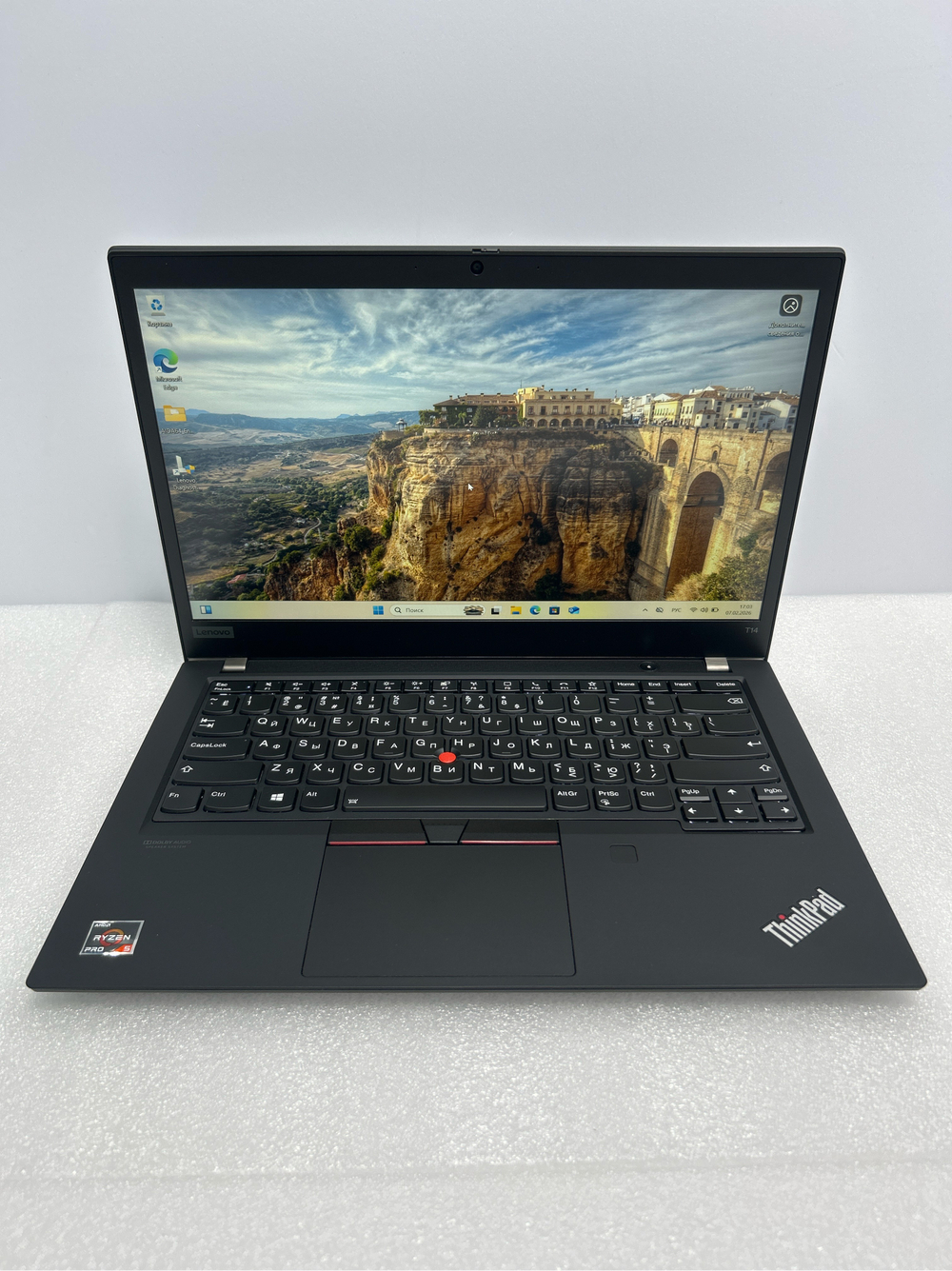 Ноутбук Lenovo T14 GEN1 (20UD000XRT) 14"/AMD Ryzen 5 PRO 4650U/RAM 8GB/SSD 256GB/AMD Radeon Graphics/1920X1080 IPS/WINDOWS 11/Подсветка кл-ры: LED/Цвет: черный. Состояние: B1