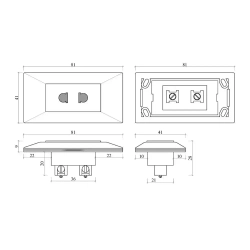 Розетка врезная мебельная "Eleganz" MINI 250в, 10А, белый цвет, мини розетка 81x41x28мм., 1 шт.