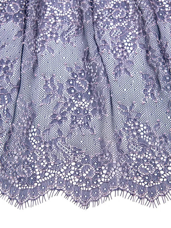 01-11 Кружево шантильи 21 см, черника/пудра