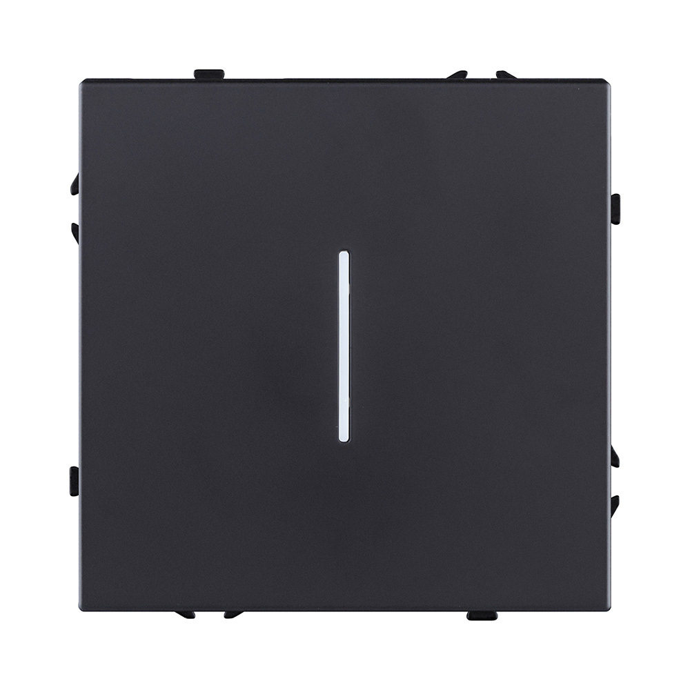 Выключатель кнопочный 1-клавишный 10А/250В с LED подсветкой, черный матовый Kollinger Eclipse EC-012BK