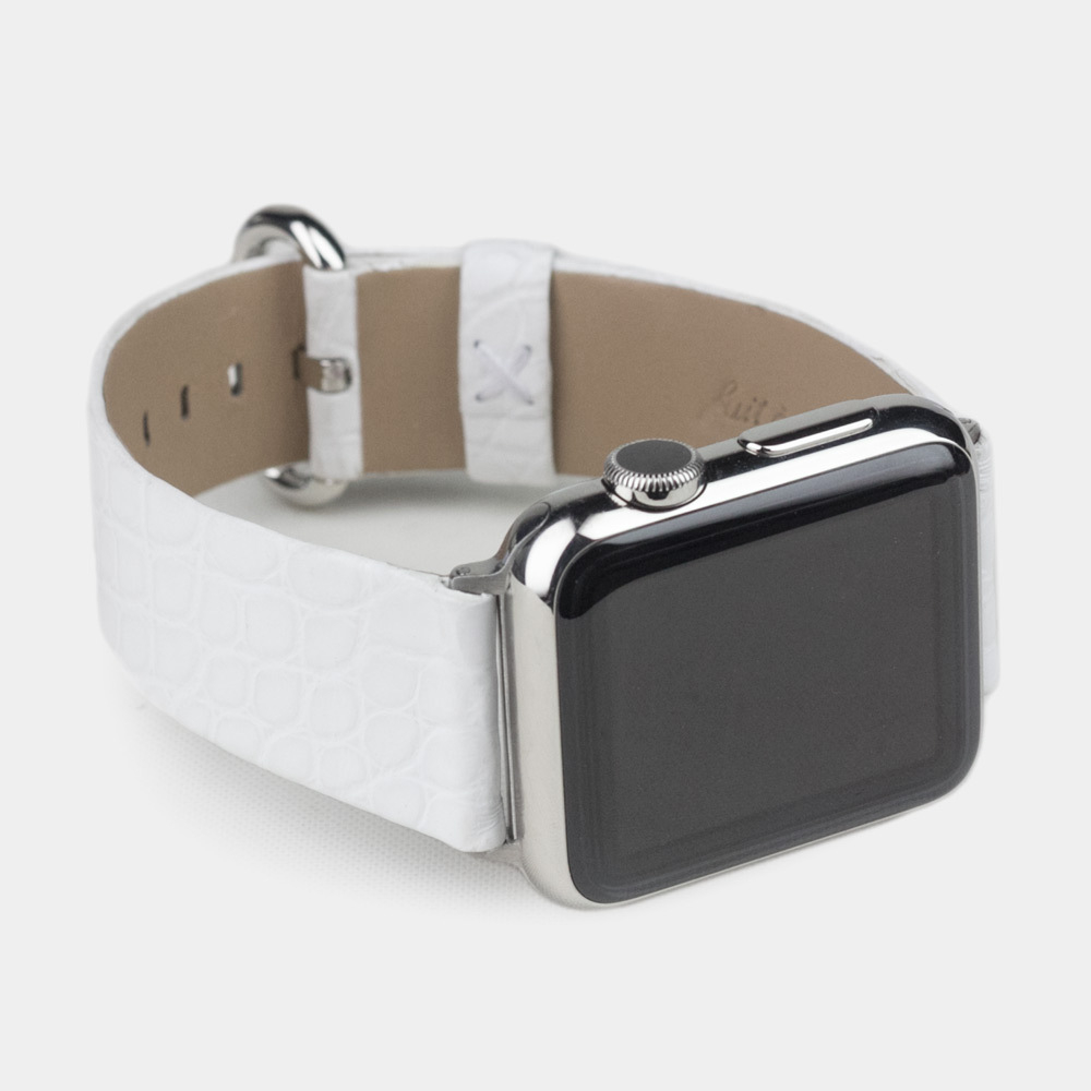 Ремешок для Apple Watch 40/41/42 mm из кожи аллигатора, белого цвета