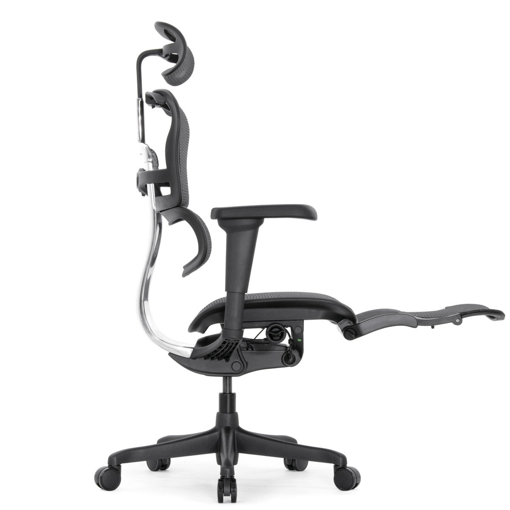 Кресло FALTO Ergohuman Ultra с подножкой ( чёрный каркас /сетка чёрный T-168-B1 Black )