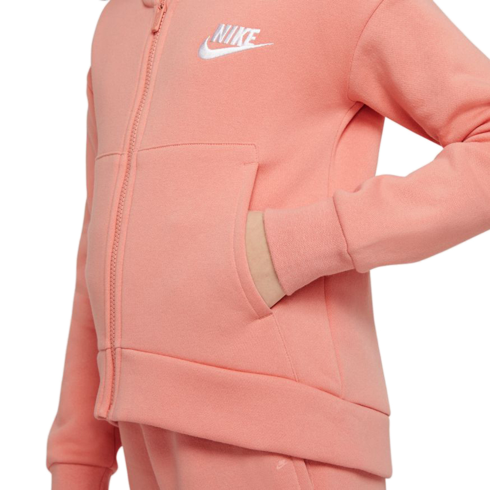 Кофта для девочки теннисная  Nike Sportswear Club Fleece FZ Hoodie G - light madder root/white