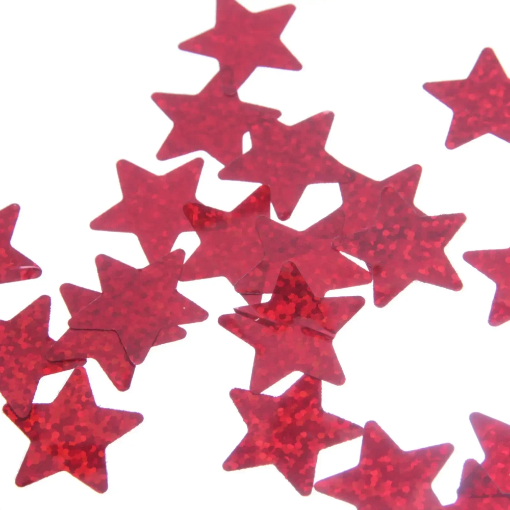 Конфетти «Звездочки галограмма» 15 г (2 см), Красный