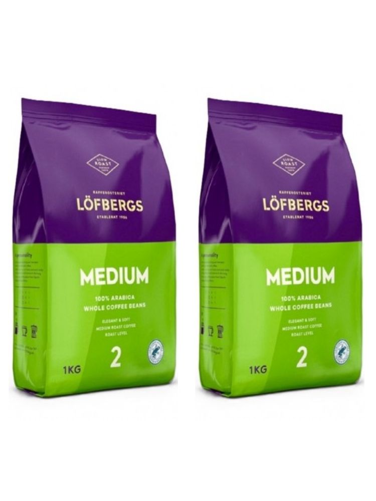 Кофе в зернах Lofbergs Medium Roast 1 кг x 2 шт