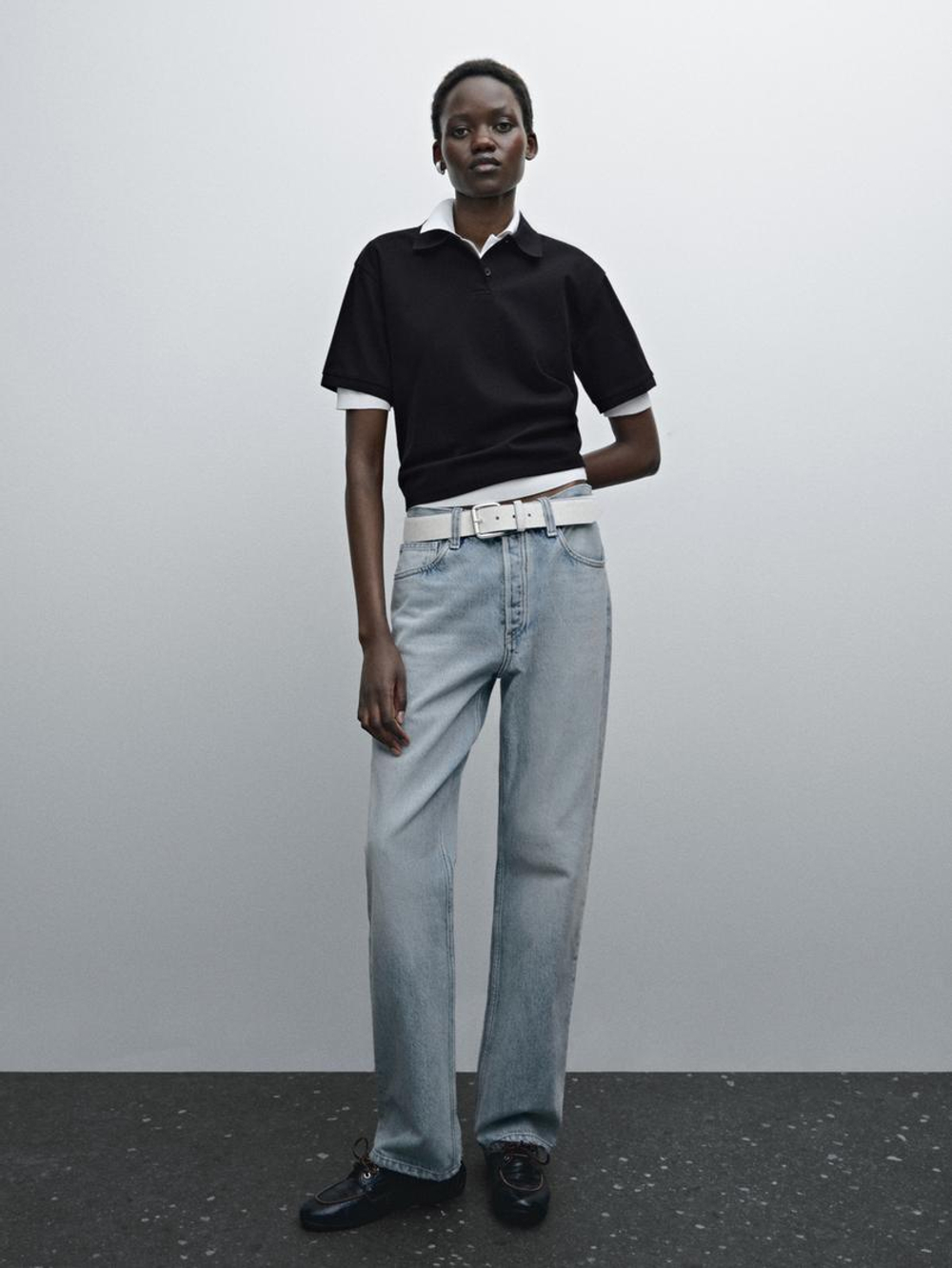 Massimo Dutti Свитер из мерсеризованного хлопка пике, темно-синий