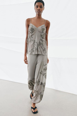 ZARA ШАРОВАРЫ С ВЫШИВКОЙ, СВЕТЛО-СЕРЫЙ