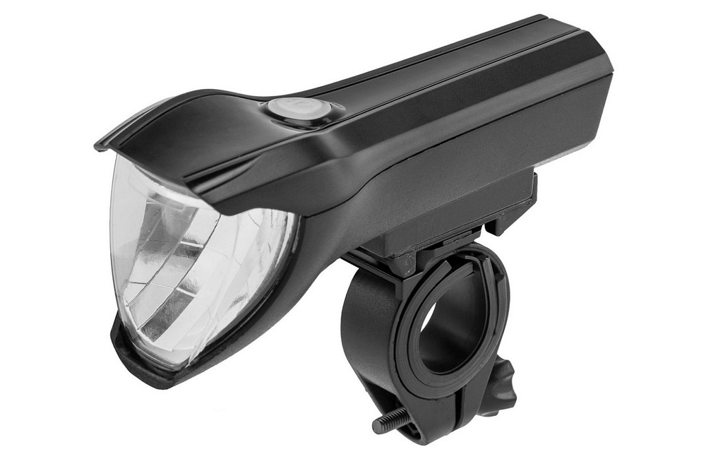 Фонарь передний на руль JY-7075 JING YI, 1 суперяркий XPE светодиод, 3 режима, аккумулятор, чёрный