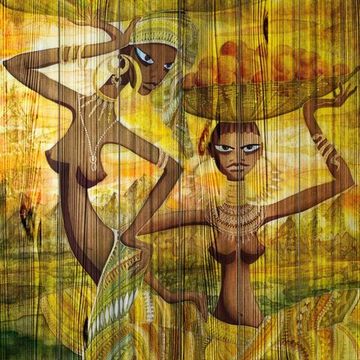 Панно из дерева Naked African girls