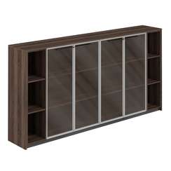 RF.405.DA.CHBZ.DA / Шкаф средний с дверьми со стеклом в алюминиевой раме (2 шт) с 2-мя стеллажами, 2440х410х1226 / корпус: дуб адриа, фасады: стекло