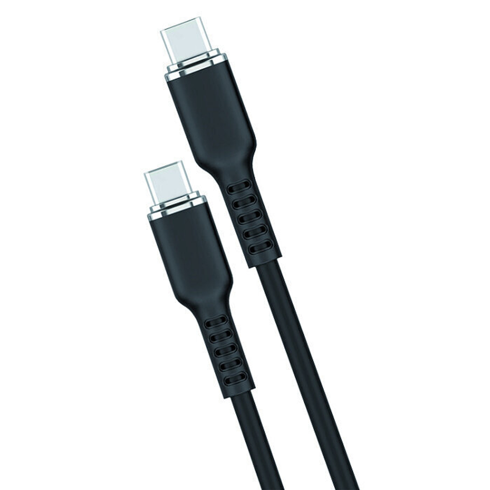Кабель USB "WALKER" C795, 60W, Type-C-Type-C, поддержка PD, мягкий силикон, черный